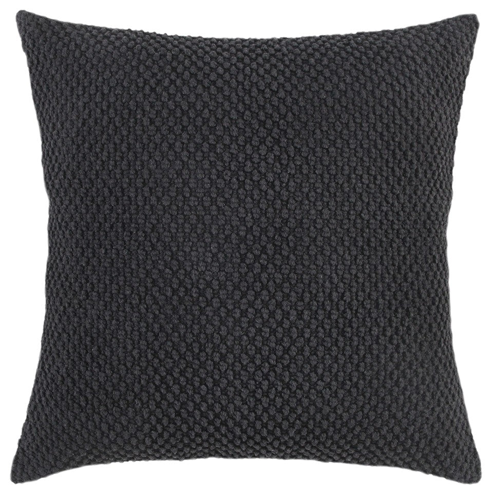 20" Black Nubby Textured Modern Throw Pillow FurniFindUSA