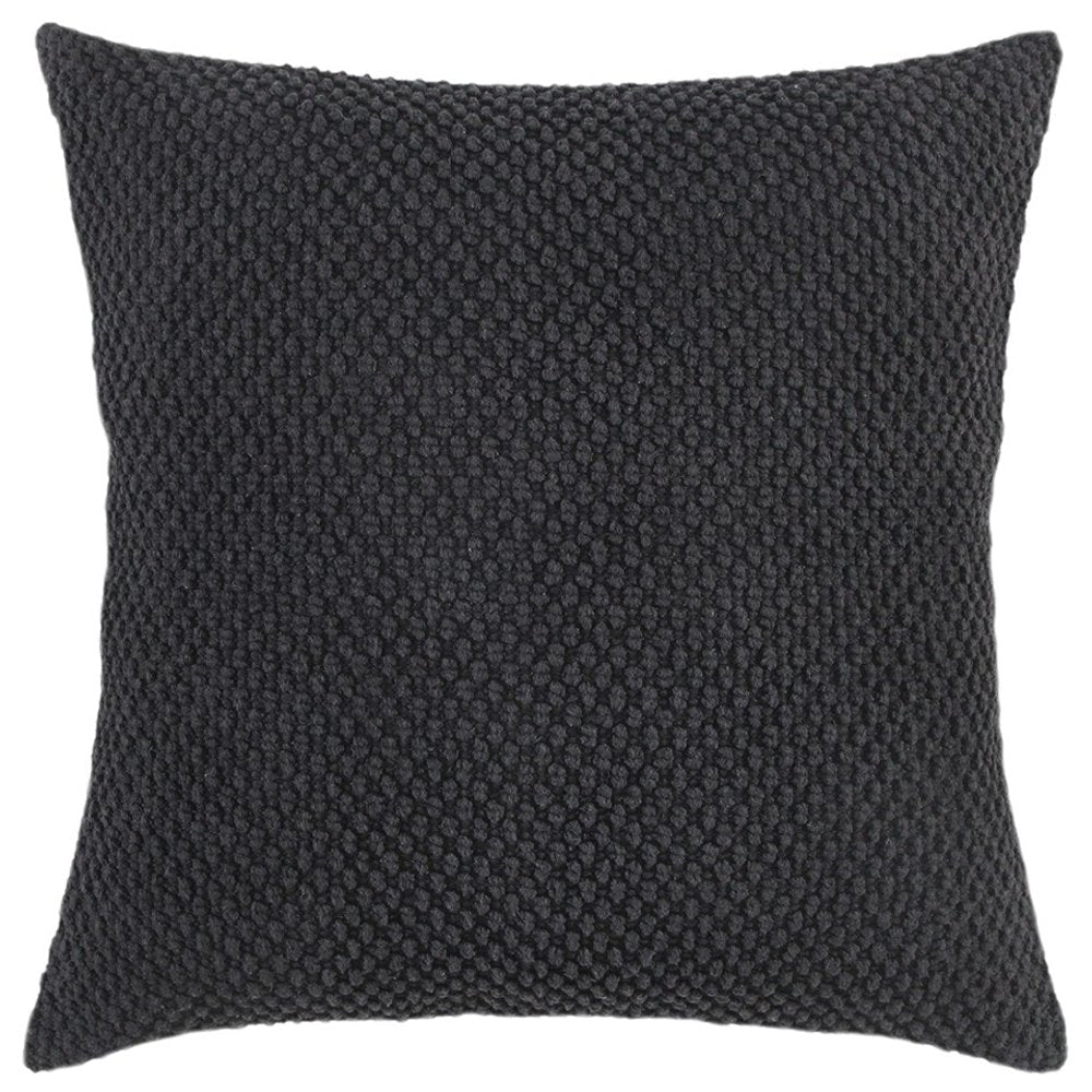 20" Black Nubby Textured Modern Throw Pillow HomeRoots