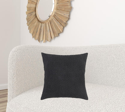 20" Black Nubby Textured Modern Throw Pillow FurniFindUSA