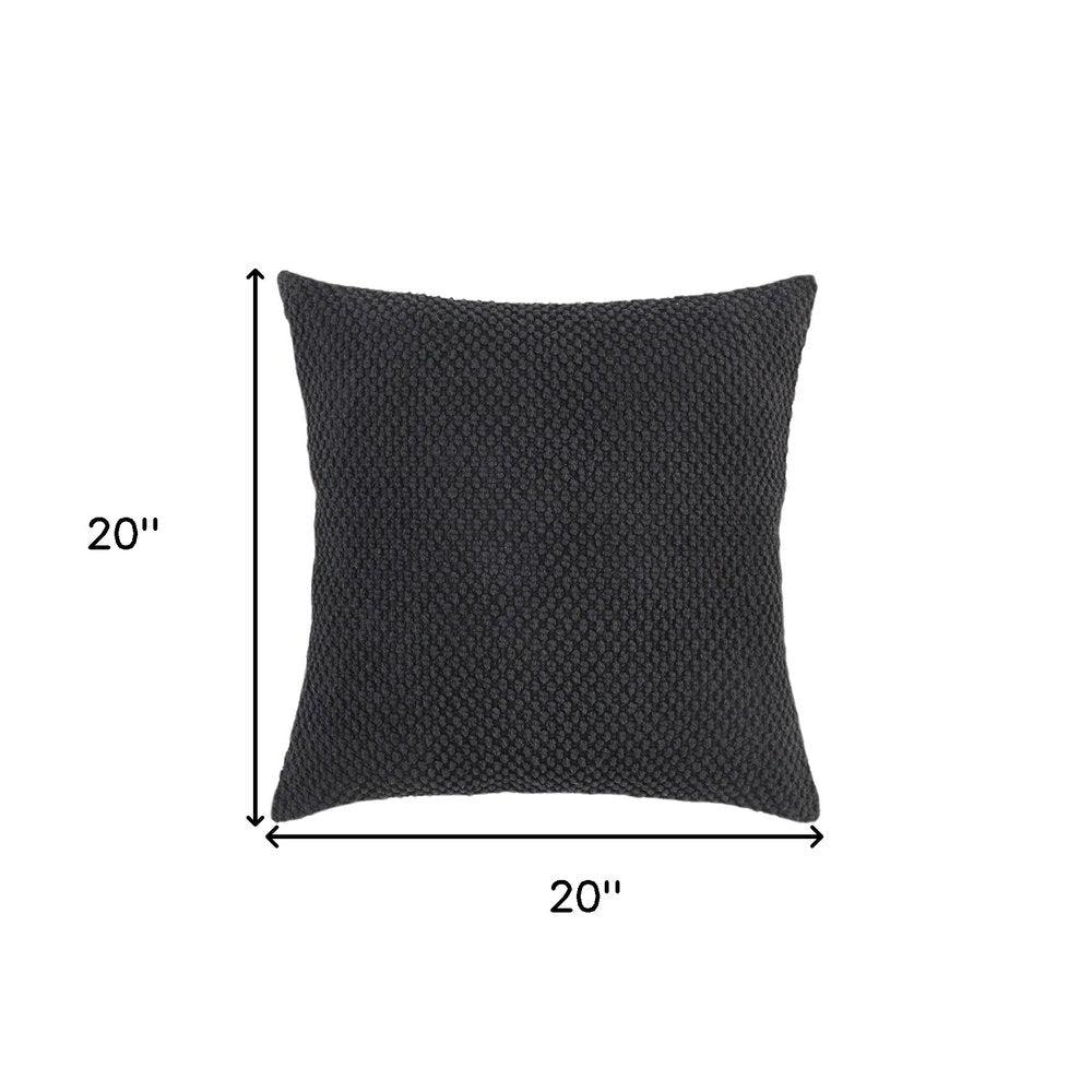 20" Black Nubby Textured Modern Throw Pillow HomeRoots