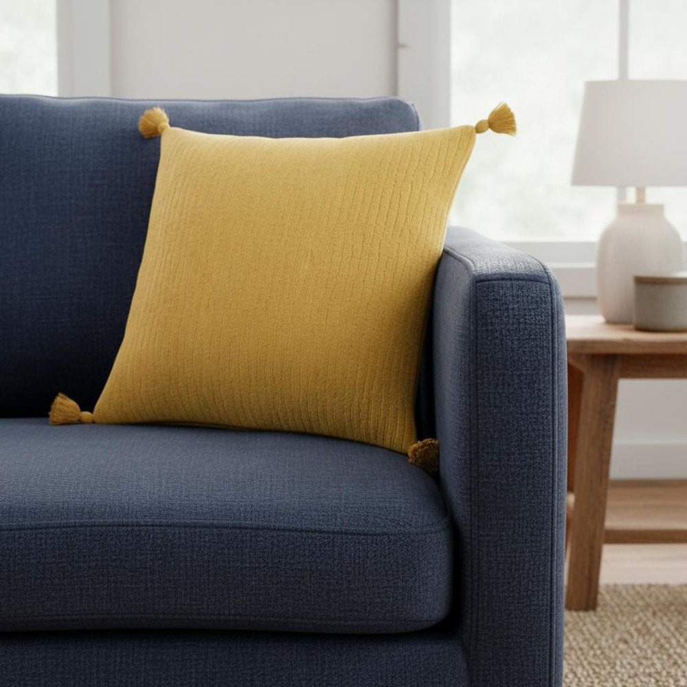 Gold Solid Tonal Abstract Stripe Throw Pillow HomeRoots