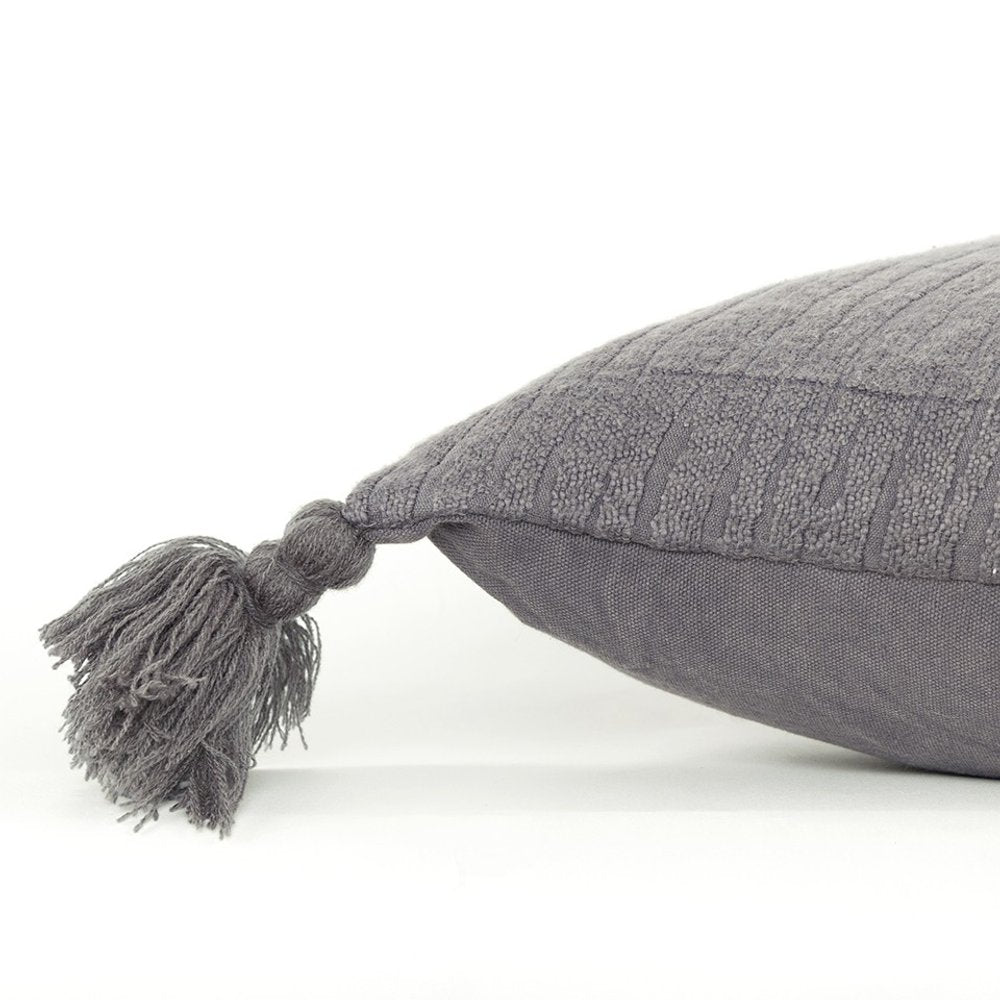 Gray Solid Tonal Abstract Stripe Throw Pillow — view 4