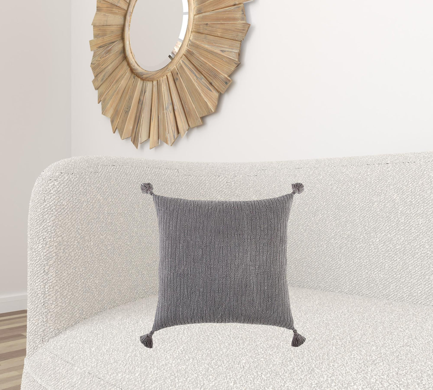 Gray Solid Tonal Abstract Stripe Throw Pillow FurniFindUSA