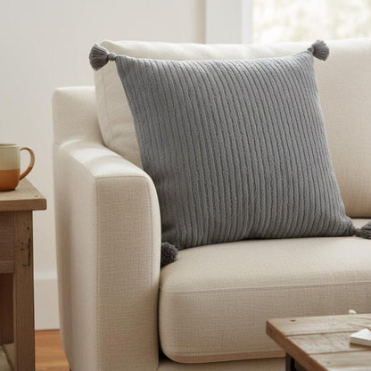Gray Solid Tonal Abstract Stripe Throw Pillow HomeRoots