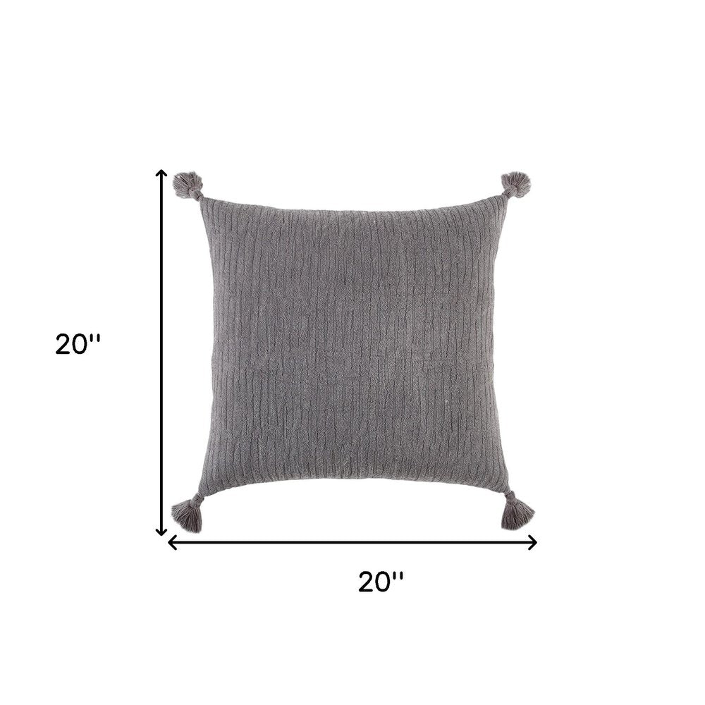 Gray Solid Tonal Abstract Stripe Throw Pillow — view 5