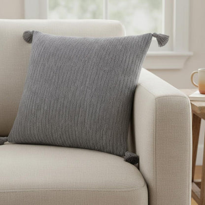 Gray Solid Tonal Abstract Stripe Throw Pillow HomeRoots