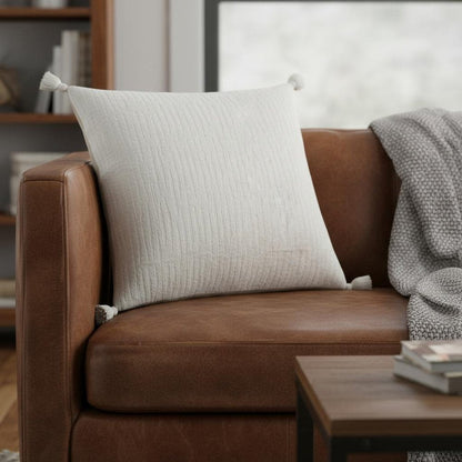 20" White Tonal Abstract Stripe Throw Pillow HomeRoots