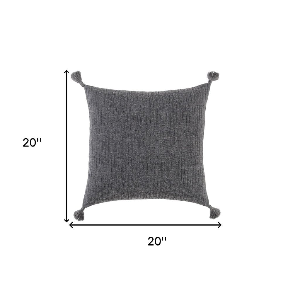 Black Solid Tonal Abstract Stripe Throw Pillow HomeRoots