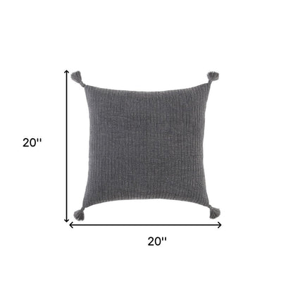 Black Solid Tonal Abstract Stripe Throw Pillow