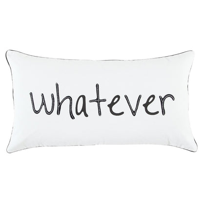 Black and White Whatever Embroidered Lumbar Pillow