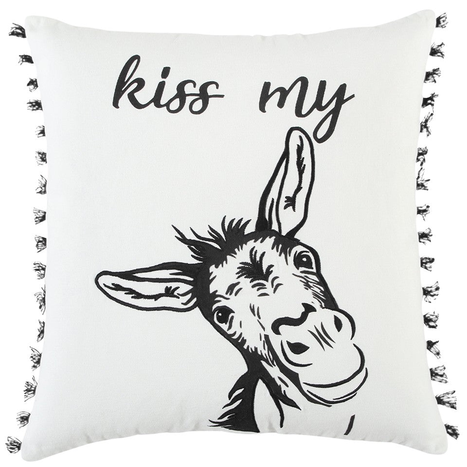 Black and White Humorous Donkey Throw Pillow FurniFindUSA