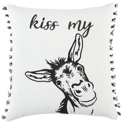 Black and White Humorous Donkey Throw Pillow FurniFindUSA