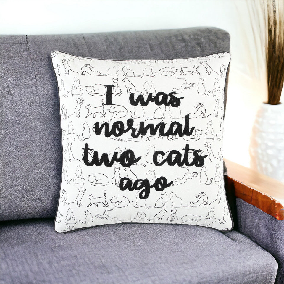 Black and White Cat Postures Throw Pillow FurniFindUSA