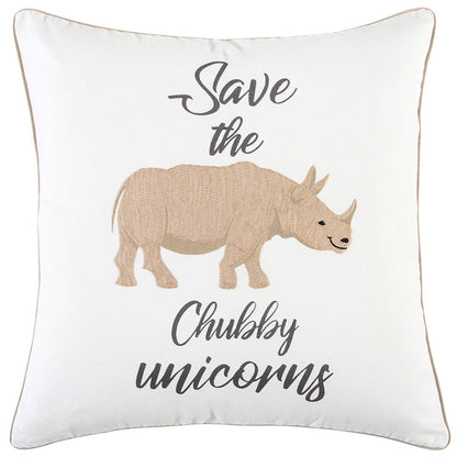 White Beige Chubby Unicorn Throw Pillow FurniFindUSA