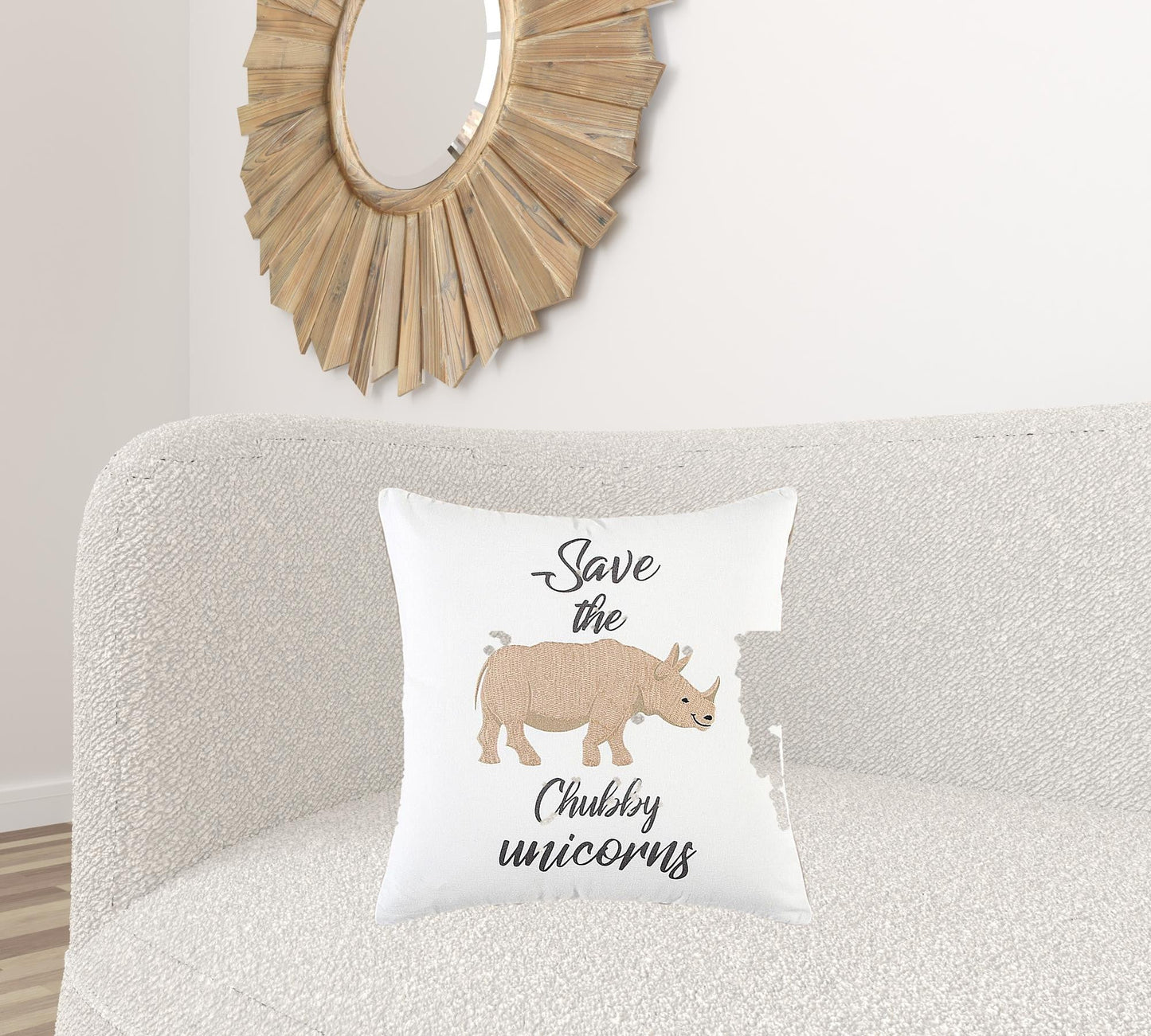 White Beige Chubby Unicorn Throw Pillow FurniFindUSA