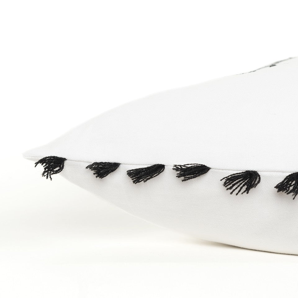 Black and White Praise The Lard Tasseled Throw Pillow FurniFindUSA