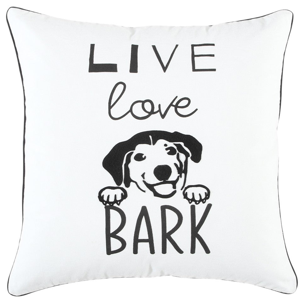Black and White Live Love Bark Modern Throw Pillow FurniFindUSA