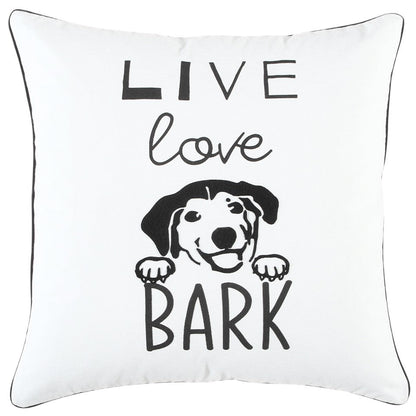 Black and White Live Love Bark Modern Throw Pillow FurniFindUSA