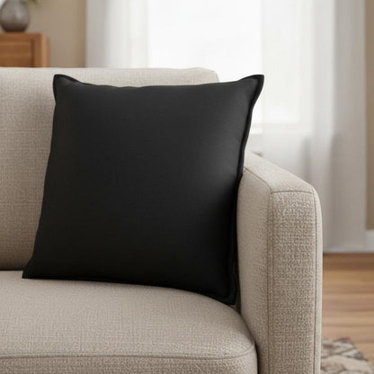 Black Solid Light Textured Modern Throw Pillow HomeRoots