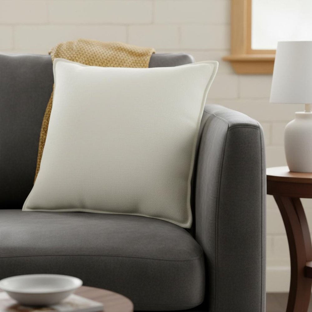 Ivory Solid Light Textured Modern Throw Pillow HomeRoots