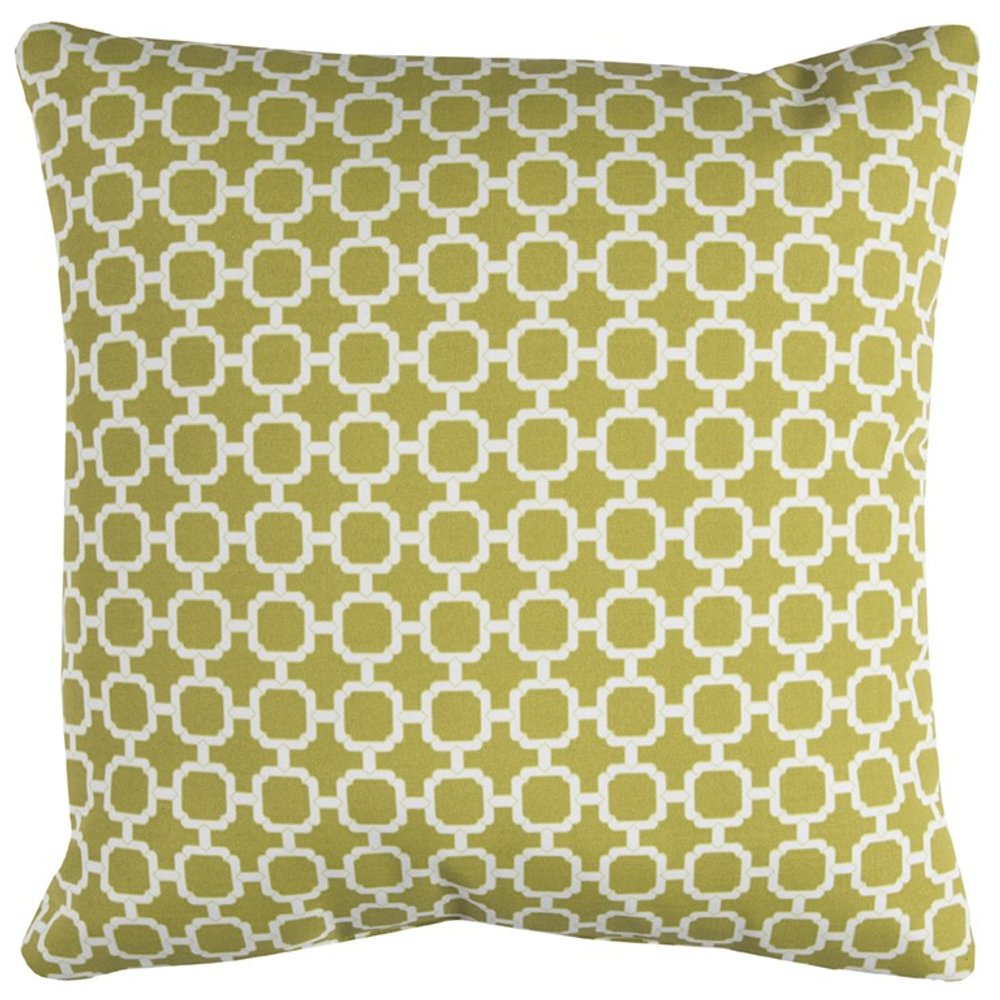 22" Green and White Quatrefoil Indoor Outdoor Throw Pillow — view 1