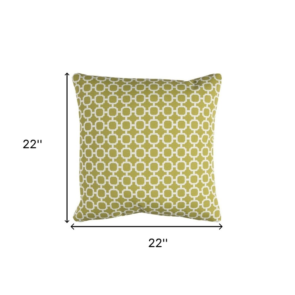 22" Green and White Quatrefoil Indoor Outdoor Throw Pillow — view 9