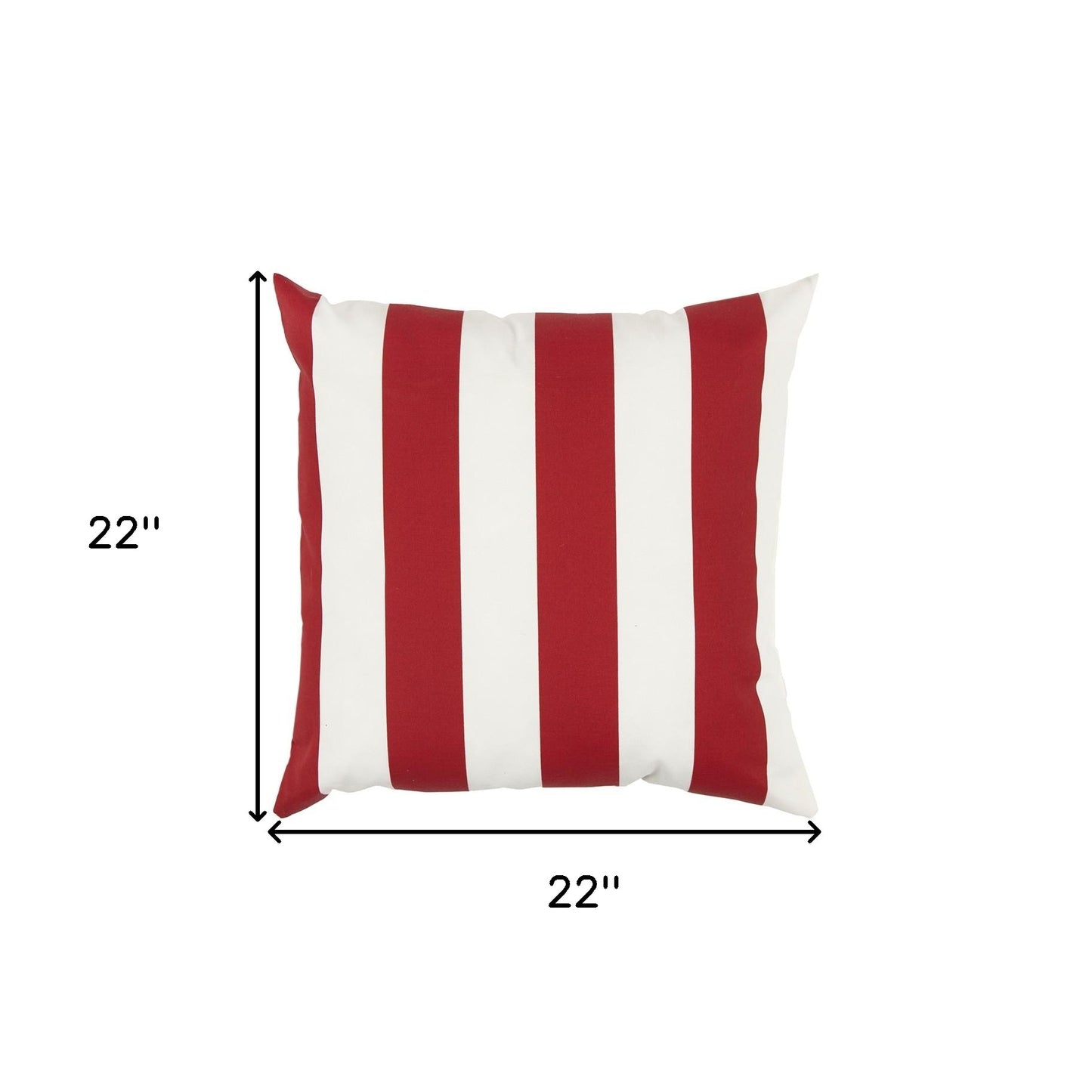 22" Red and White Striped Indoor Outdoor Throw Pillow