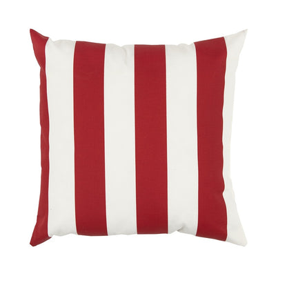 22" Red and White Striped Indoor Outdoor Throw Pillow