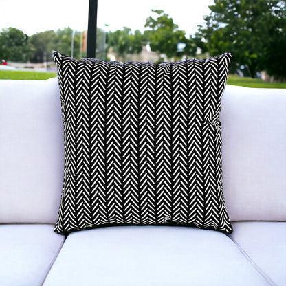 22" Black and White Striped Indoor Outdoor Throw Pillow Cover and Insert