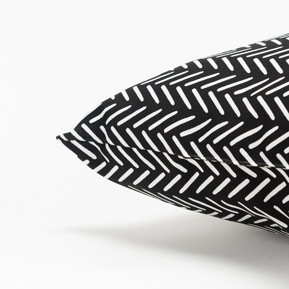 22" Black and White Striped Indoor Outdoor Throw Pillow Cover and Insert