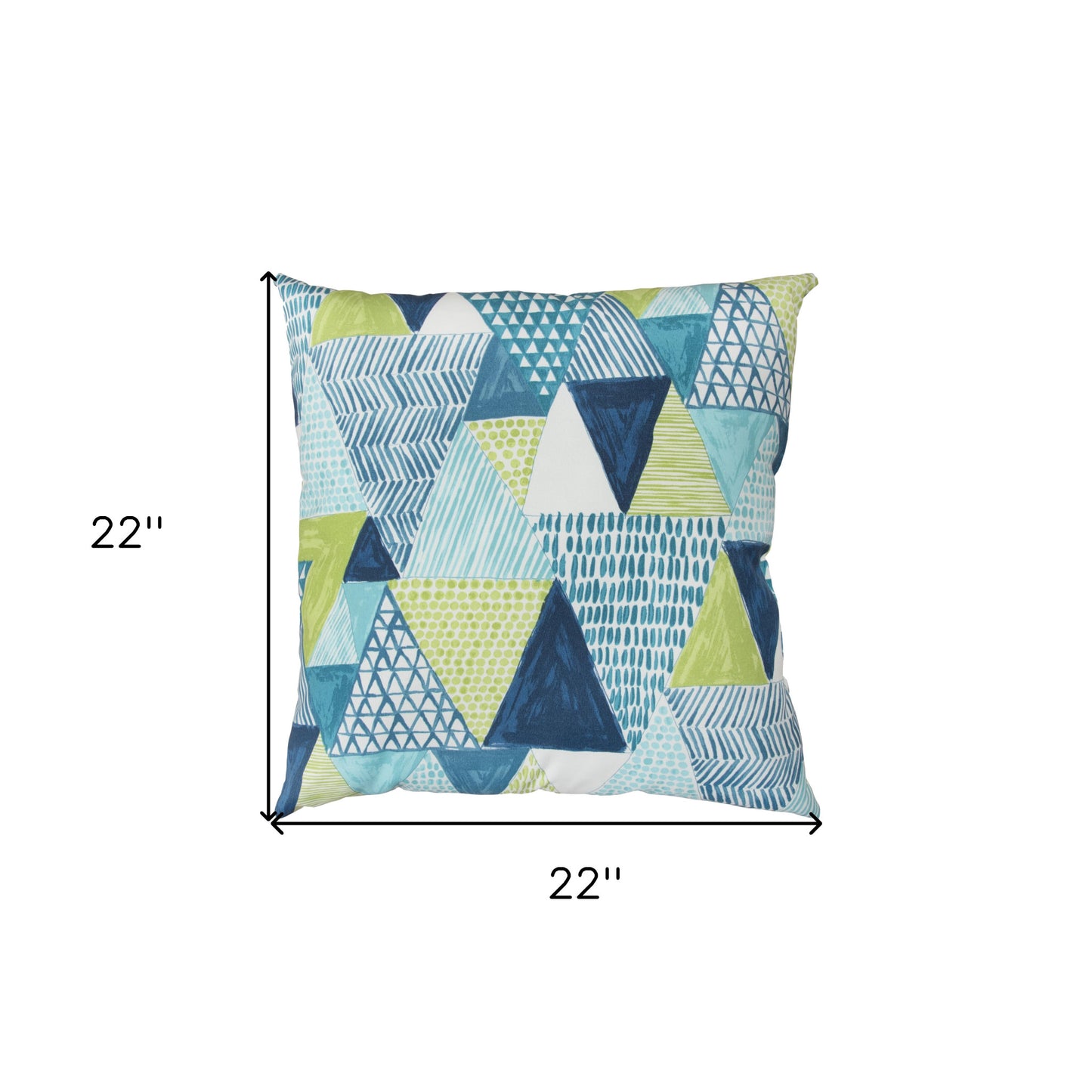 22" Aqua Green and White Patchwork Indoor Outdoor Throw Pillow