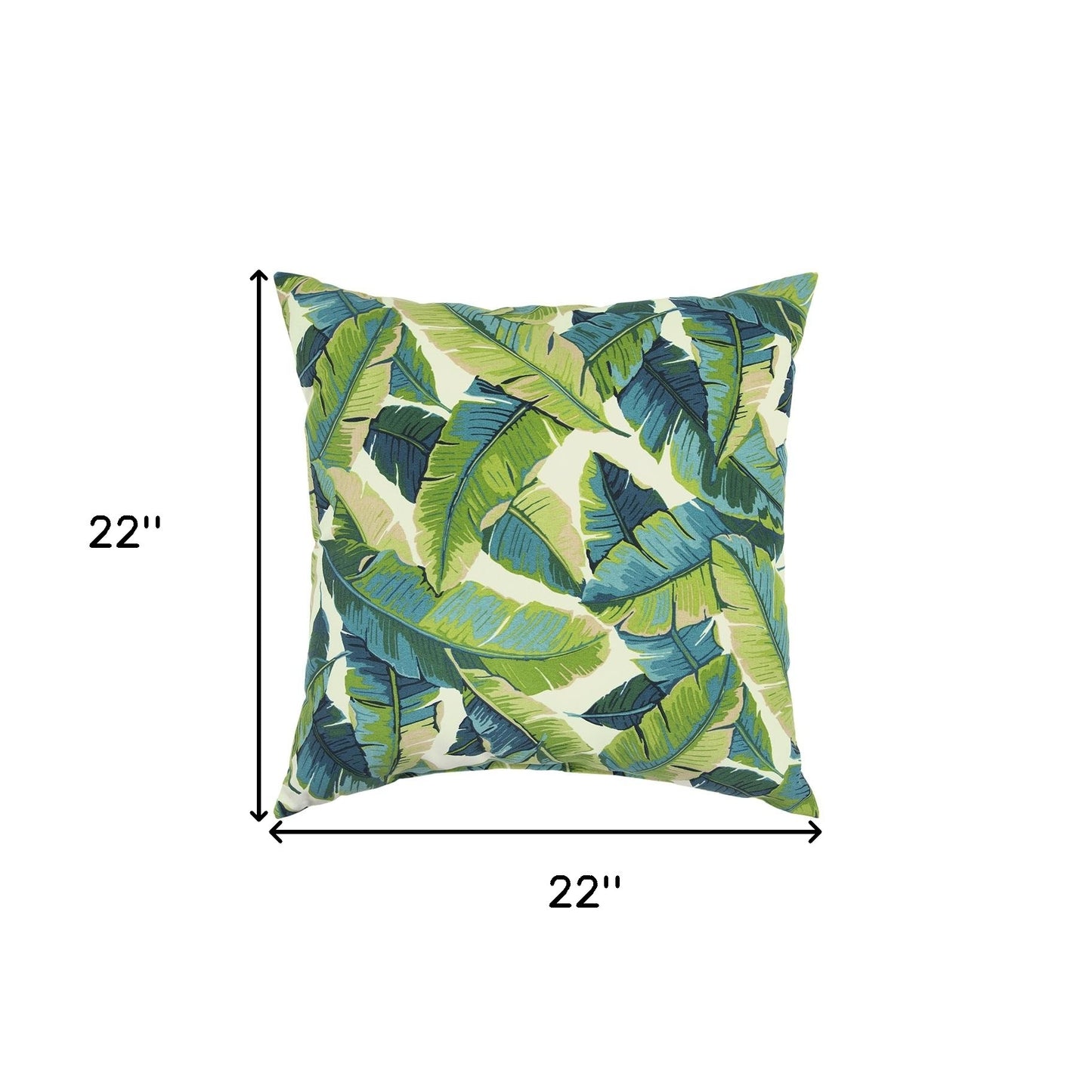 22" Blue and Green Tropical Indoor Outdoor Throw Pillow Cover and Insert