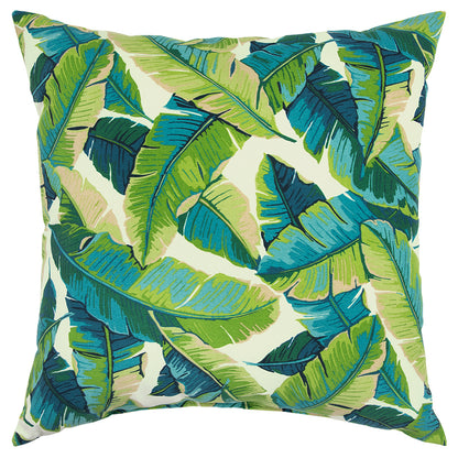 22" Blue and Green Tropical Indoor Outdoor Throw Pillow Cover and Insert