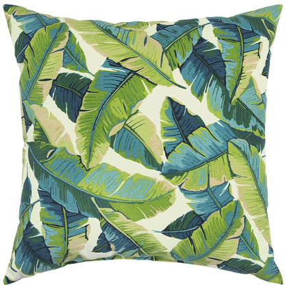 22" Blue and Green Tropical Indoor Outdoor Throw Pillow Cover and Insert