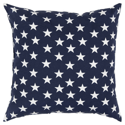 22" Navy Blue and White Stars Indoor Outdoor Throw Pillow