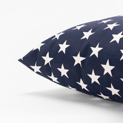 22" Navy Blue and White Stars Indoor Outdoor Throw Pillow