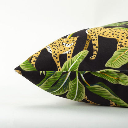 Set of Two 22" X 22" Green and Black Indoor Outdoor Throw Pillow Cover & Insert - FurniFindUSA