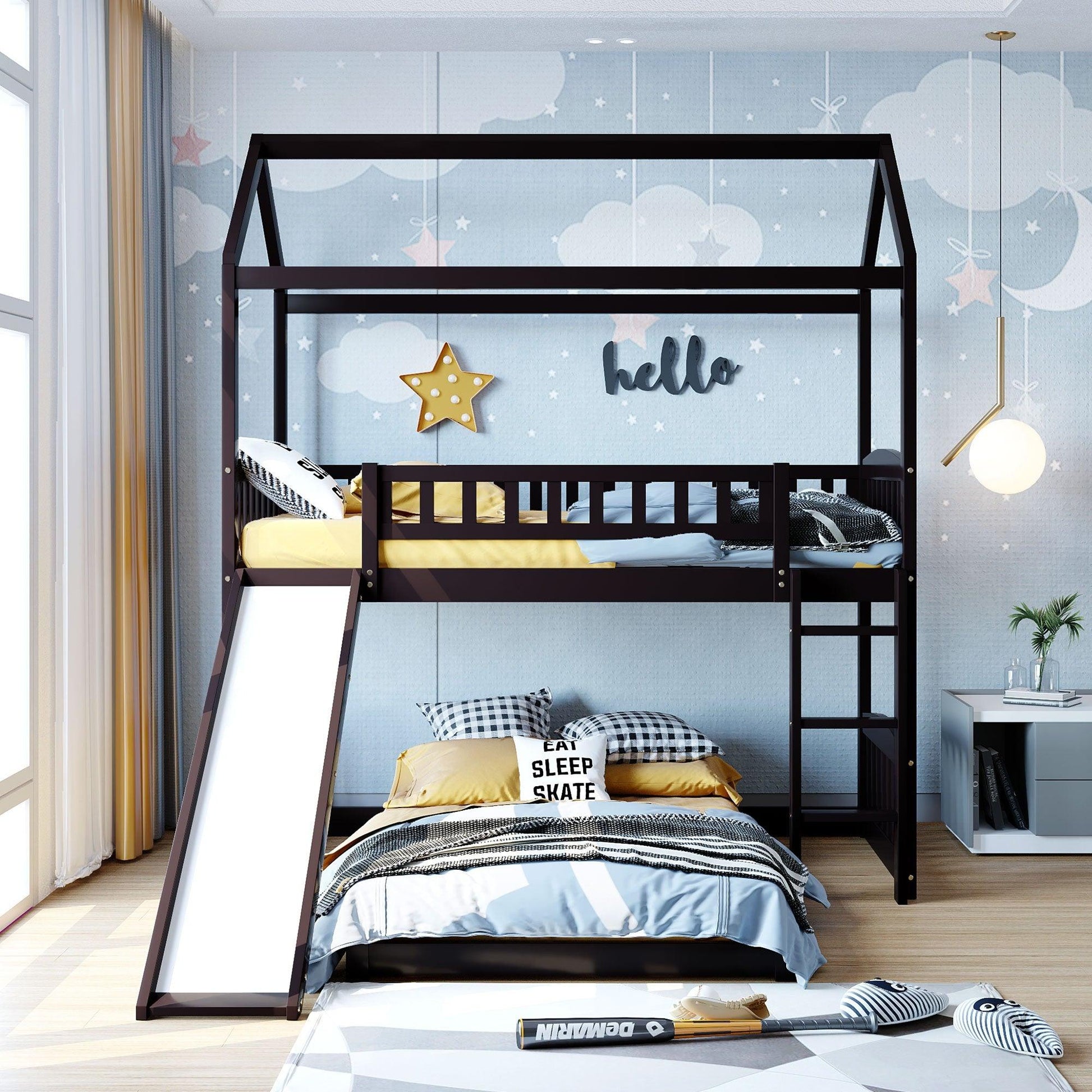 Espresso Full Over Full Contemporary Bunk Bed - FurniFindUSA