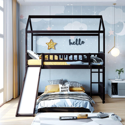 Espresso Full Over Full Contemporary Bunk Bed - FurniFindUSA