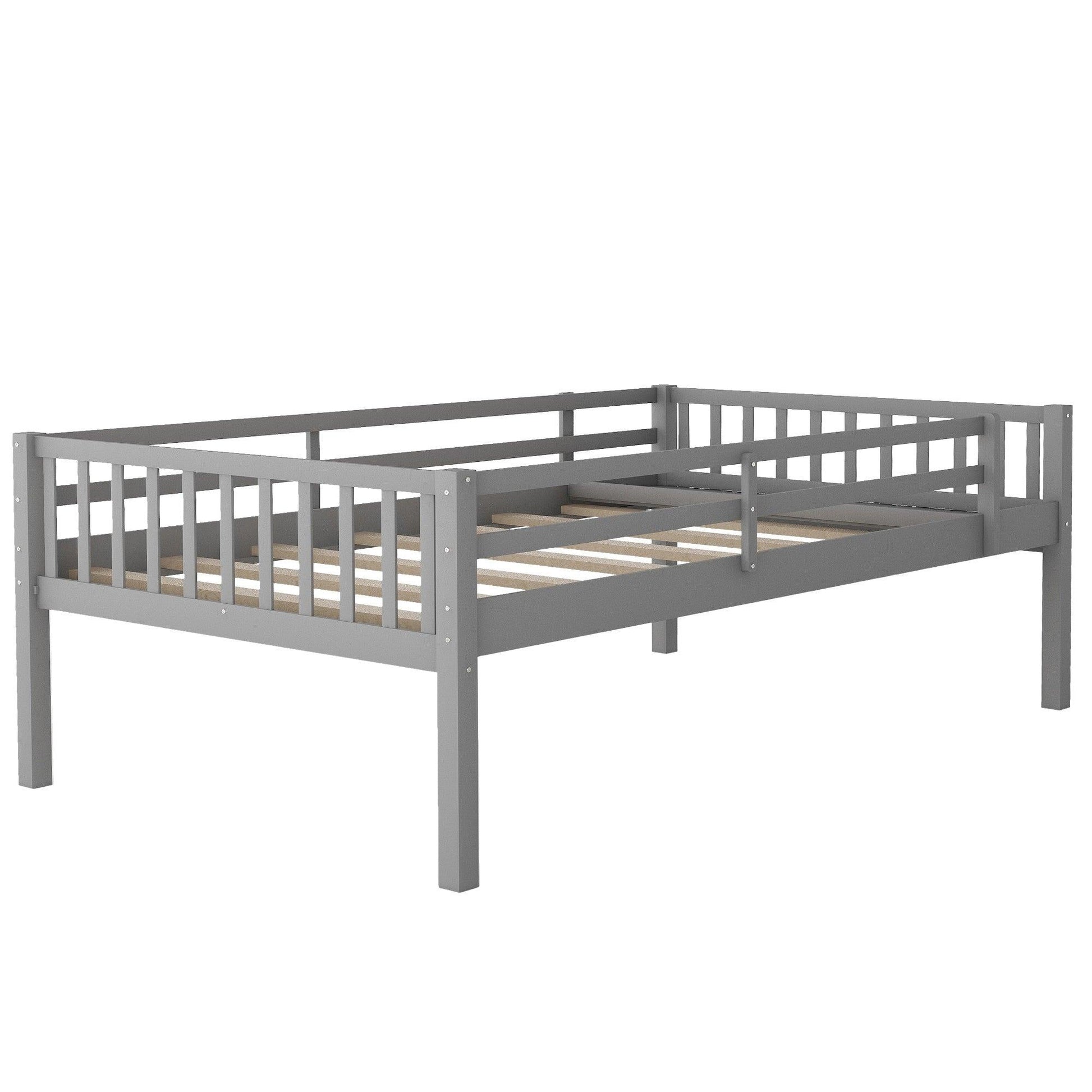 Gray Full Over Double Twin Triple Bunk Beds with Drawers - FurniFindUSA