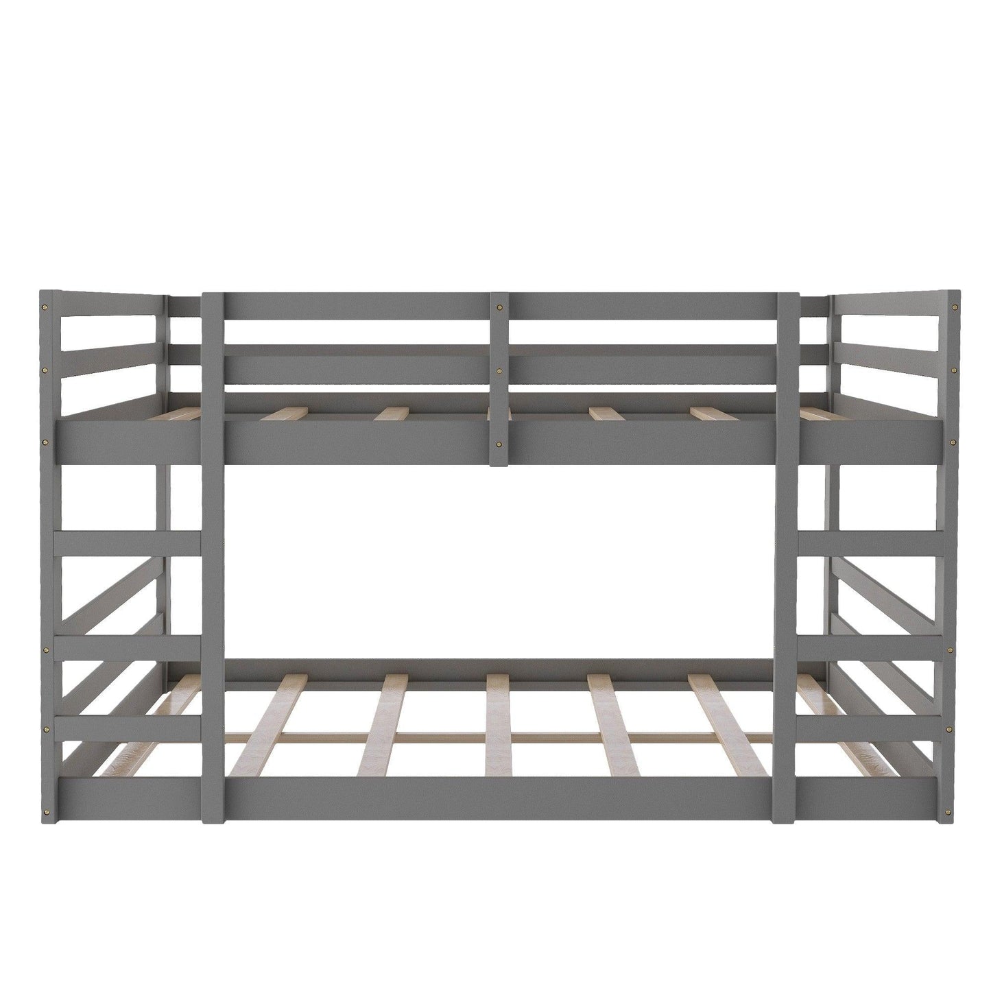 Pastel Gray Twin Over Twin Dual Ladder Bunk Bed - FurniFindUSA