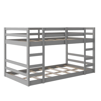 Pastel Gray Twin Over Twin Dual Ladder Bunk Bed - FurniFindUSA