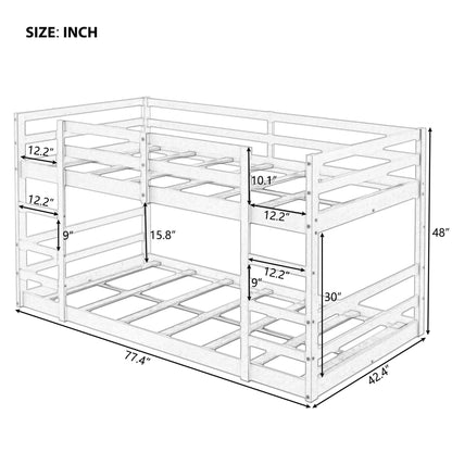 Pastel Gray Twin Over Twin Dual Ladder Bunk Bed - FurniFindUSA