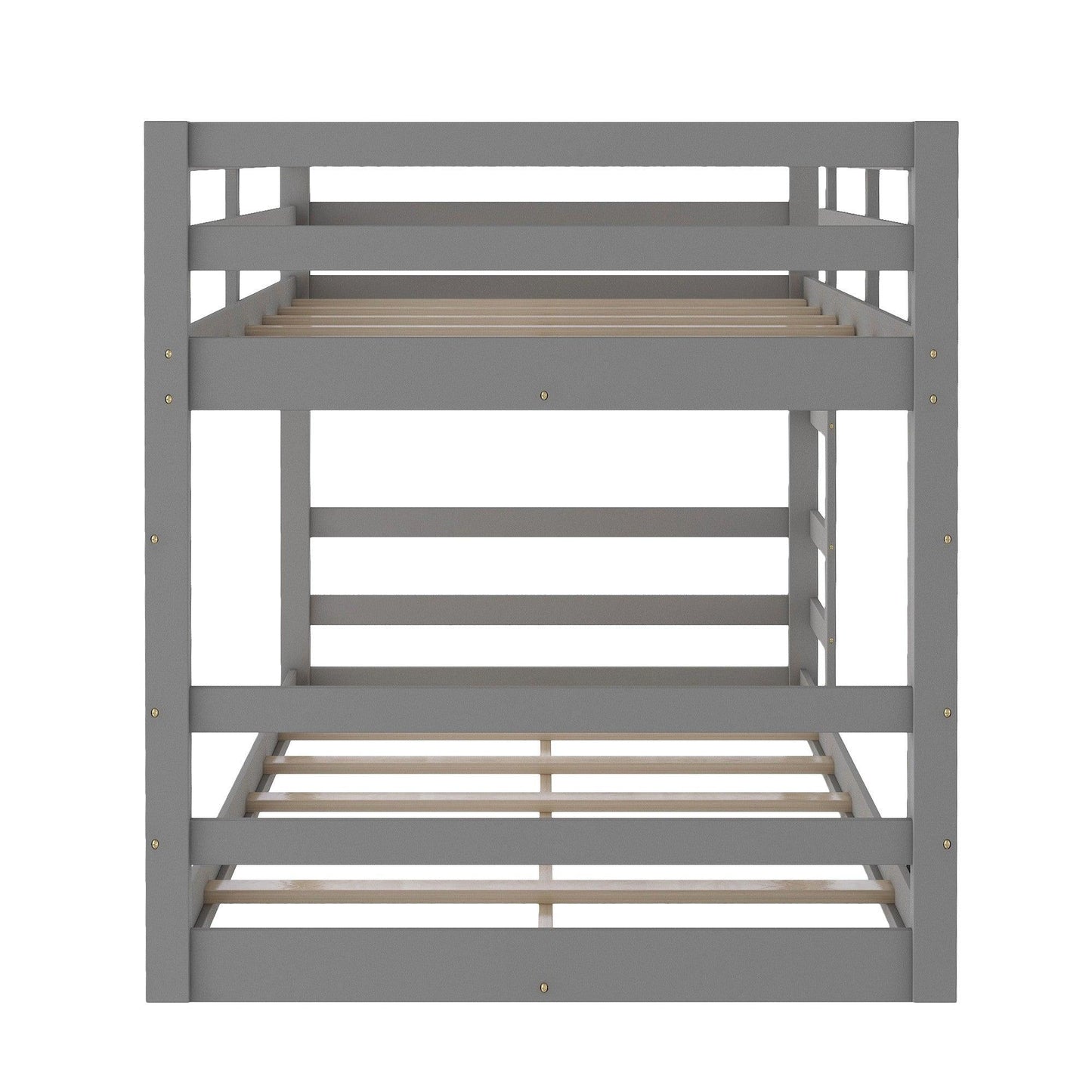 Pastel Gray Twin Over Twin Dual Ladder Bunk Bed - FurniFindUSA