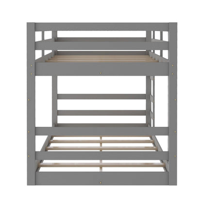 Pastel Gray Twin Over Twin Dual Ladder Bunk Bed - FurniFindUSA