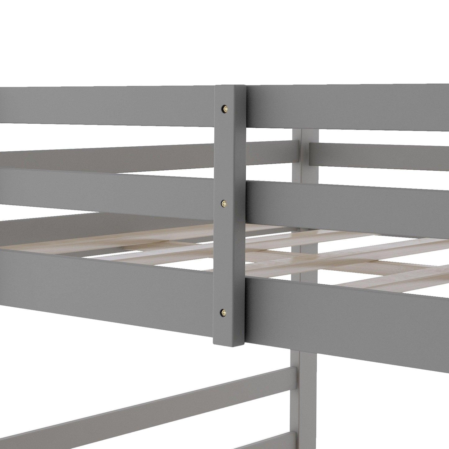 Pastel Gray Twin Over Twin Dual Ladder Bunk Bed - FurniFindUSA