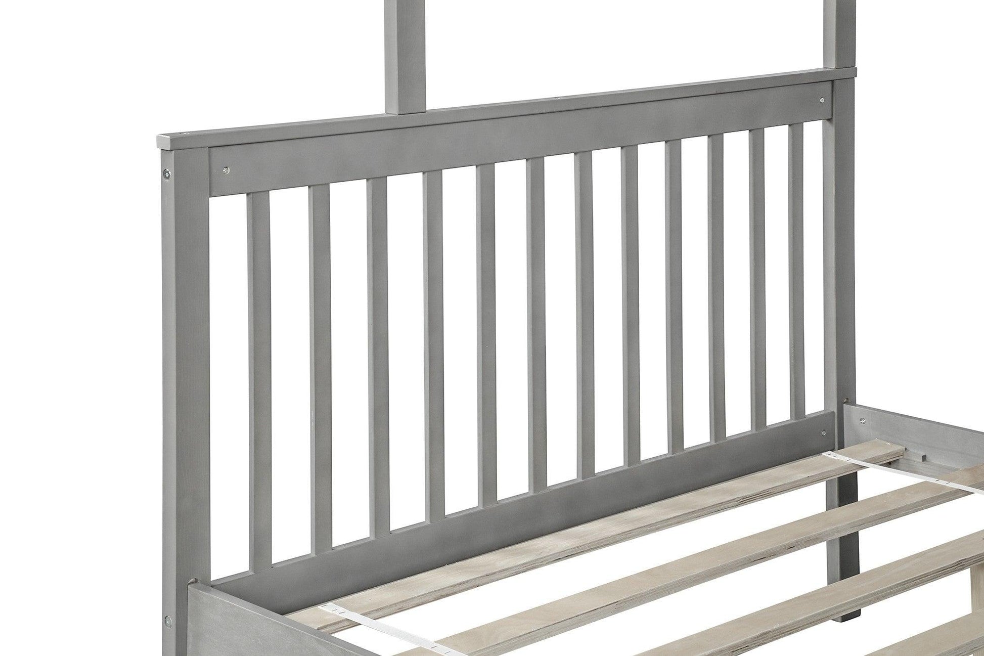 Gray Twin Over Full Farmhouse Style Bunk Bed with Staircase - FurniFindUSA