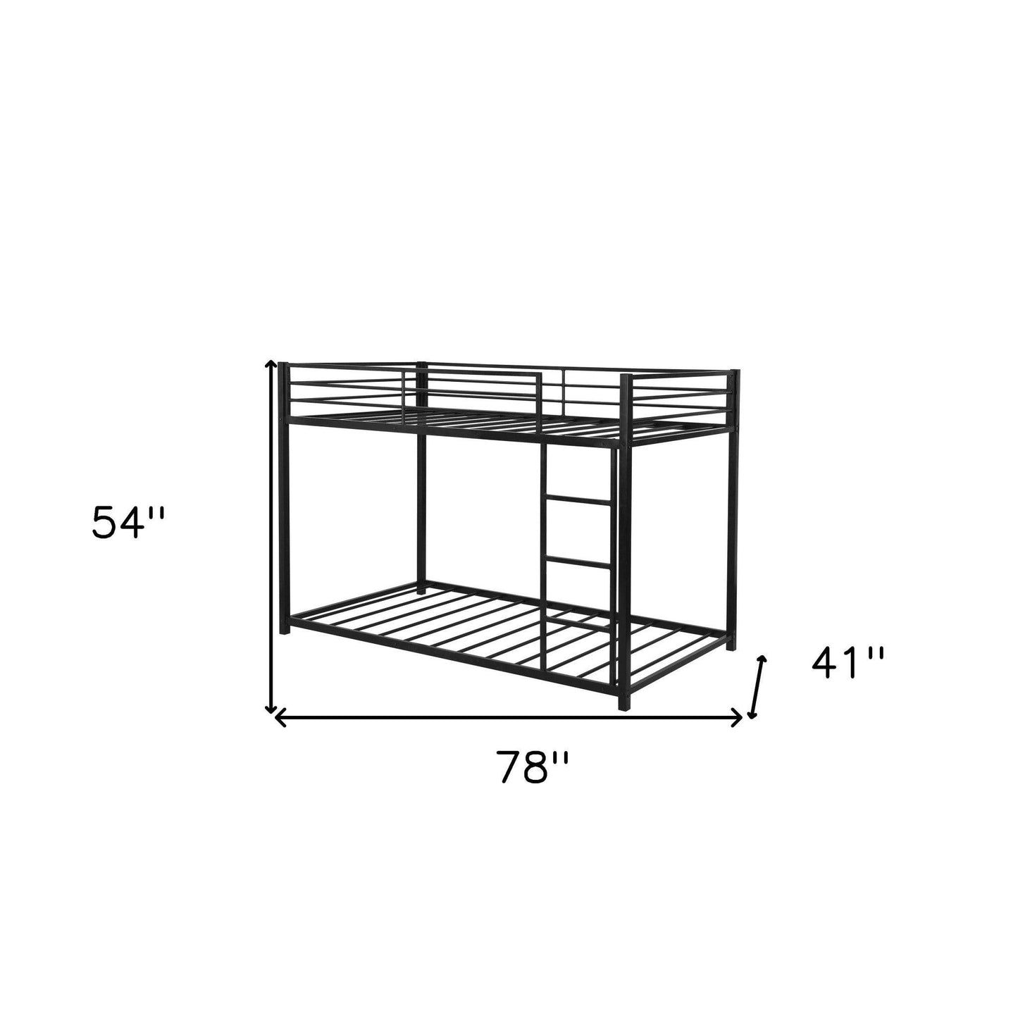 Black Twin Over Twin Metal Low Bunk Bed - FurniFindUSA