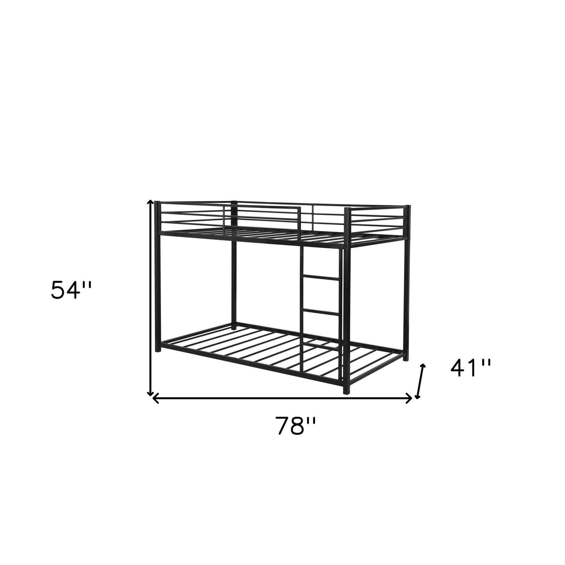 Black Twin Over Twin Metal Low Bunk Bed - FurniFindUSA