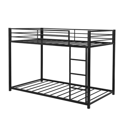 Black Twin Over Twin Metal Low Bunk Bed - FurniFindUSA